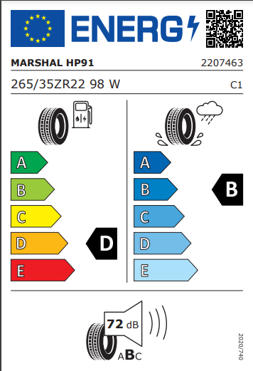 Marshal 265 35 22 98W HP91 tyre