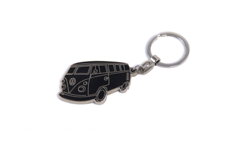 VW T1 Bus Enamel Key Ring In Blister Packaging - Silhouette/Black