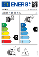 Avon 195 65 15 95T WT7 Snow tyre
