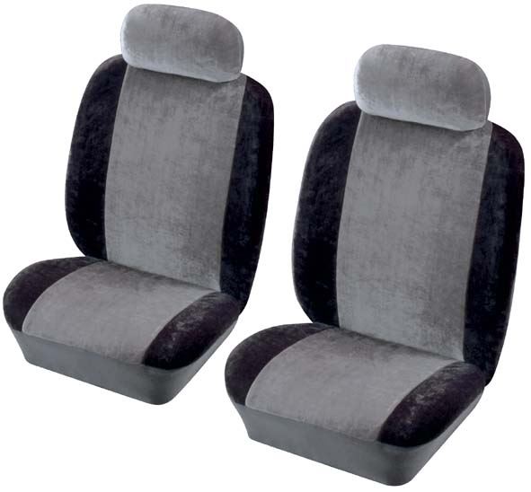 Cosmos Heritage 1785003 2 x Front Car Seat Covers - Grey & Black