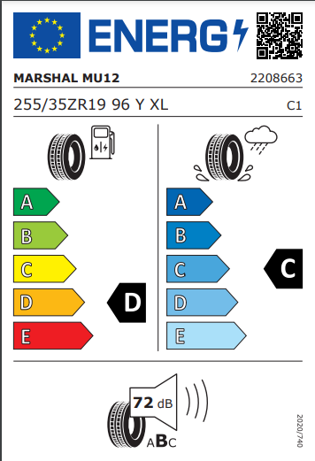Marshal 255 35 19 96Y MU12 tyre