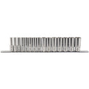 Metric Deep Socket Set on a Metal Rail, 3/8" Sq Dr (15 Piece)