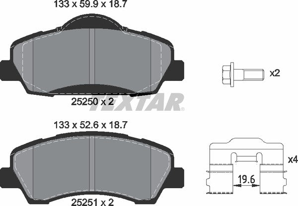 Citroën Peugeot, Brake Pad Set - Textar 2525001