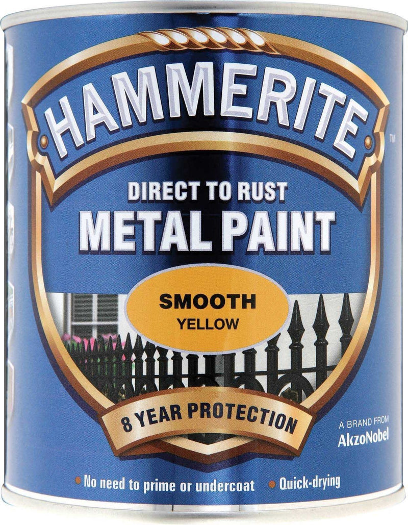 Hammerite Smooth Yellow Paint - 750ml