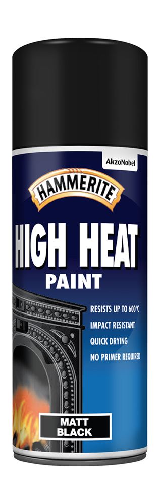 Hammerite Hi-Heat Paint Matte Black Aerosol - 400ml