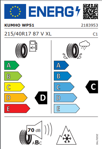 Kumho 215 40 17 87V WinterCraft (WP51) tyre