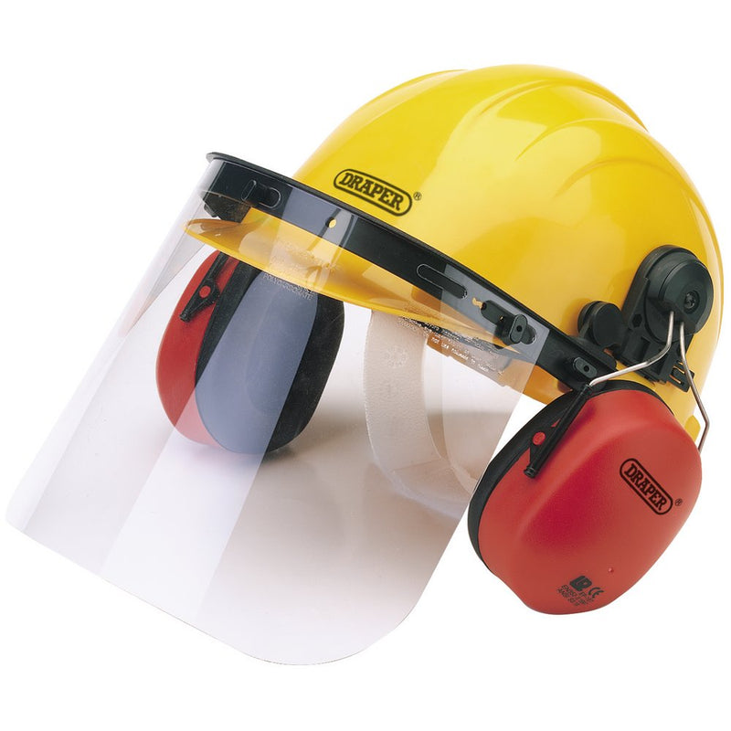 Safety Helmet with Ear Muffs and Visor