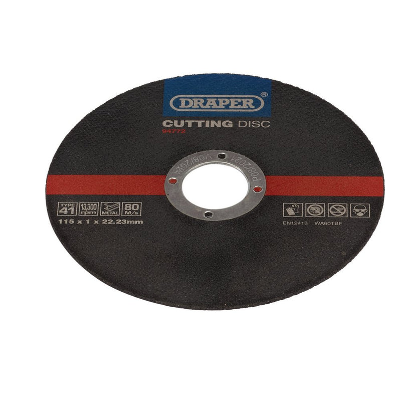 Metal Cutting Discs, 115 x 1 x 22.23mm (Pack of 100)
