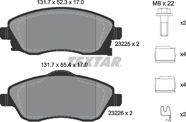 Opel Vauxhall, Brake Pad Set - Textar 2322501