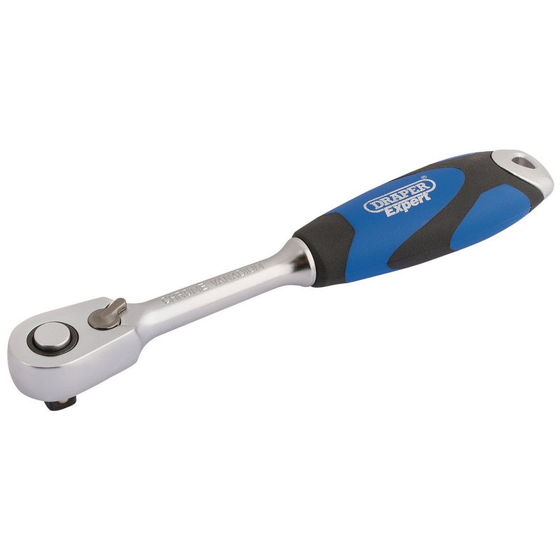 60 Tooth Micro Head Reversible Soft Grip Ratchet, 1/4" Sq Dr