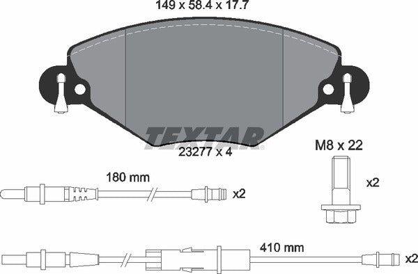 Citroën, Brake Pad Set - Textar 2327701