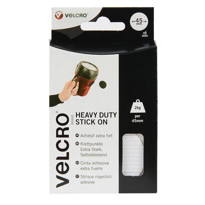 Velcro EC60249 Heavy Duty Big Coins White 45 mm - Pack of 6