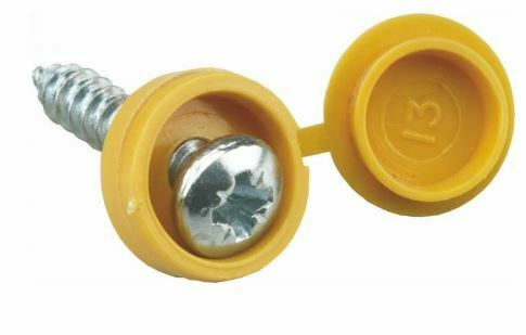 Brand New Yellow Hinged Number Plate Screws Pack of 100 (6140615360665)