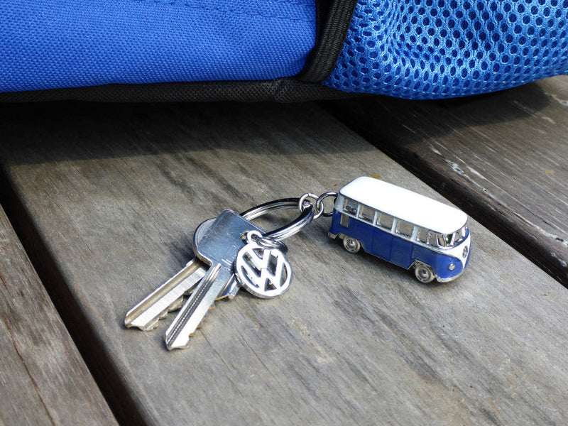 VW T1 Bus 3D Model Key Ring In Blister Packaging - Blue