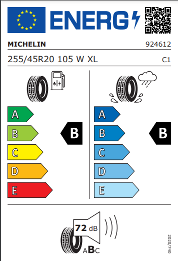 Michelin 255 45 20 105W Pilot Sport EV tyre