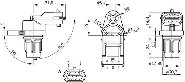 Bosch Crankshaft Sensor Part No - 0281002667