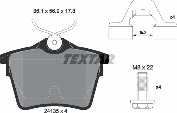 Citroën Peugeot, Brake Pad Set - Textar 2413501