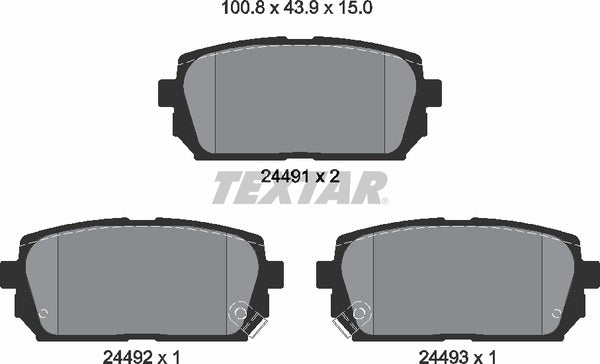 Kia, Brake Pad Set - Textar 2449101