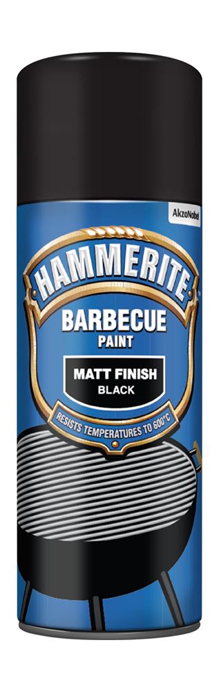 Hammerite 186 BBQ Paint Matte Black Aerosol - 400ml