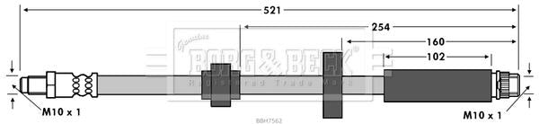 Borg & Beck Brake Hose  - BBH7562 fits PSA C3,C4,DS3,208,2008