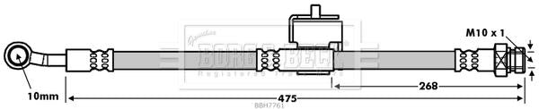 Borg & Beck Brake Hose  - BBH7761 fits Hyundai Accent,Kia Rio 06-
