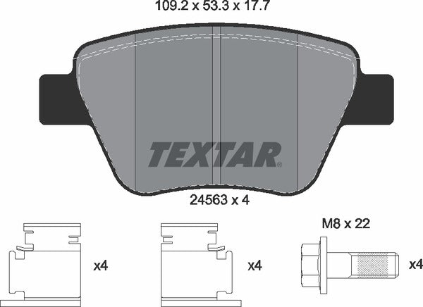 Audi Seat Skoda VW, Brake Pad Set - Textar 24563012387101