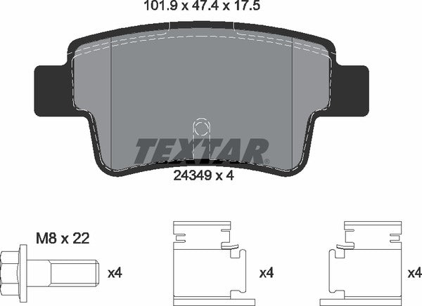 Abarth Fiat, Brake Pad Set - Textar 2434901