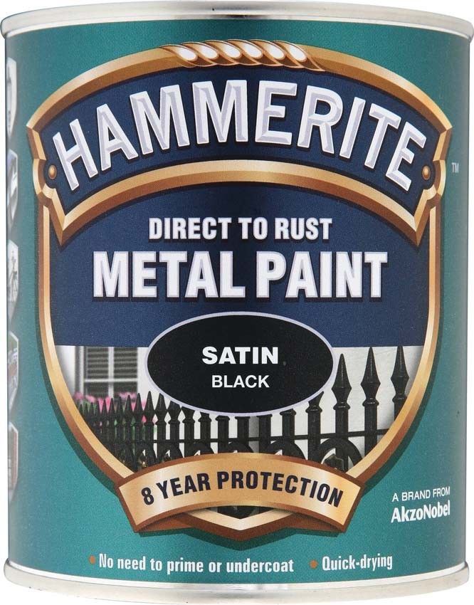 Hammerite Satin Black Paint - 750ml