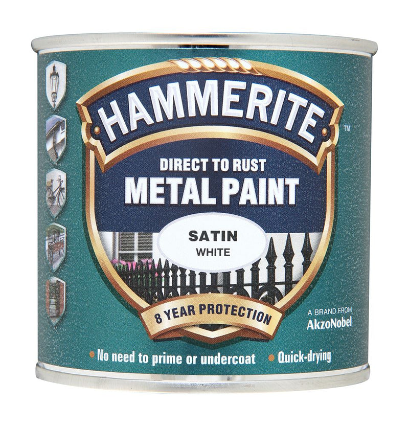Hammerite Satin White Paint - 250ml