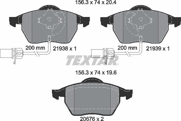 Audi VW, Brake Pad Set - Textar 2193801