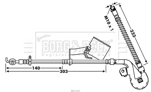 Borg & Beck Brake Hose  - BBH7842 fits Peugeot 407 02/04-05/07