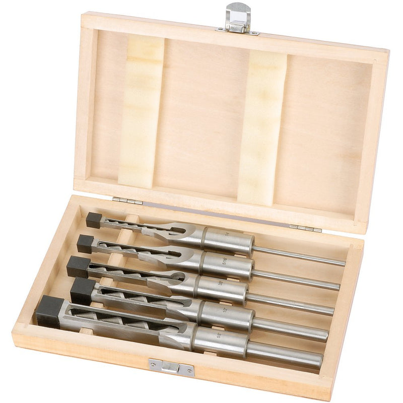 Hollow Square Mortice Chisel and Bit Set (5 Piece)