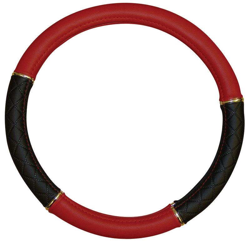 Leatherlook Addiction Steering Wheel Cover (Black/Red)