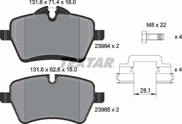Mini, Brake Pad Set - Textar 2398404