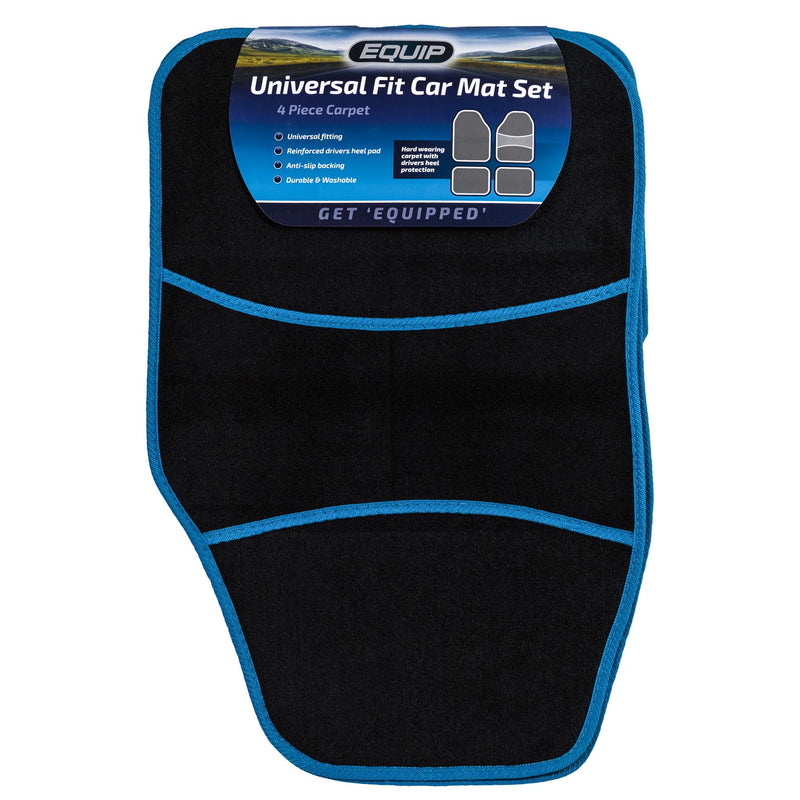 Equip Universal Fit Car Mat - Carpet with Blue Trim