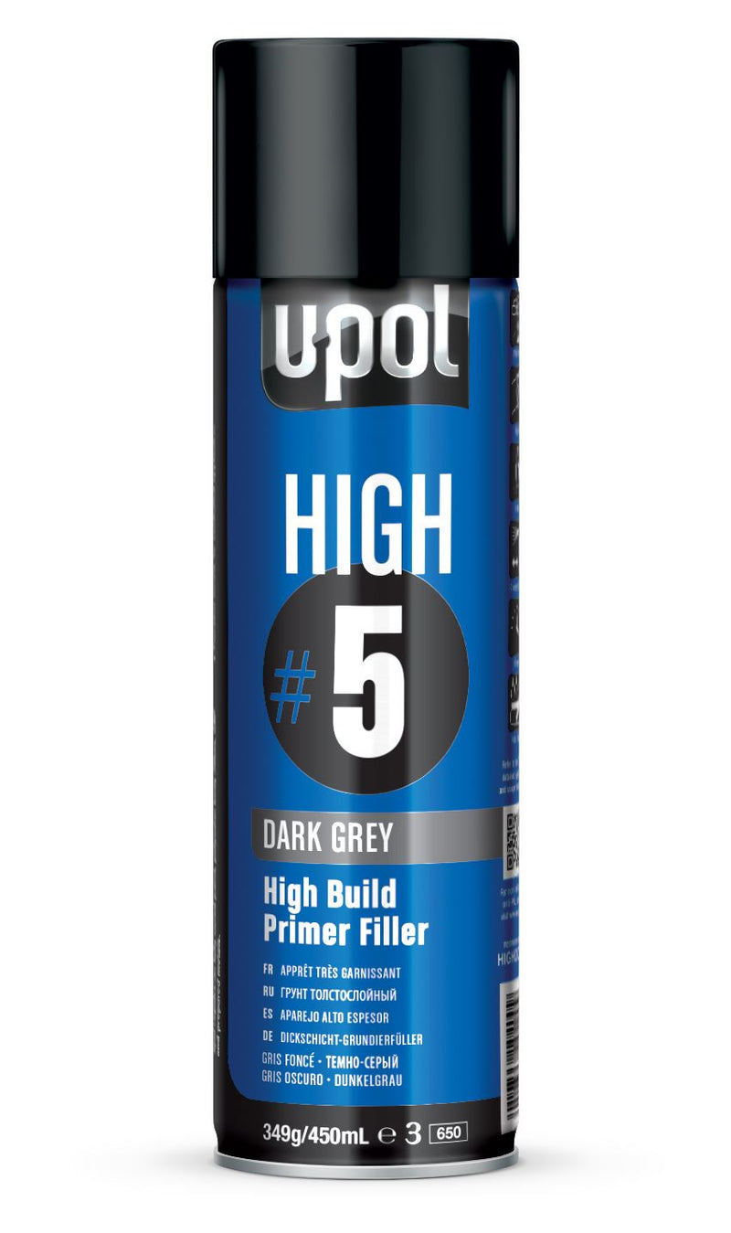 U-Pol High5 High Build Primer Filler 450ml - Dark Grey