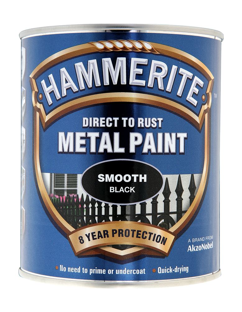 Hammerite Smooth Black Paint - 750ml