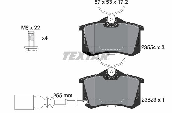 Seat VW, Brake Pad Set - Textar 2382301