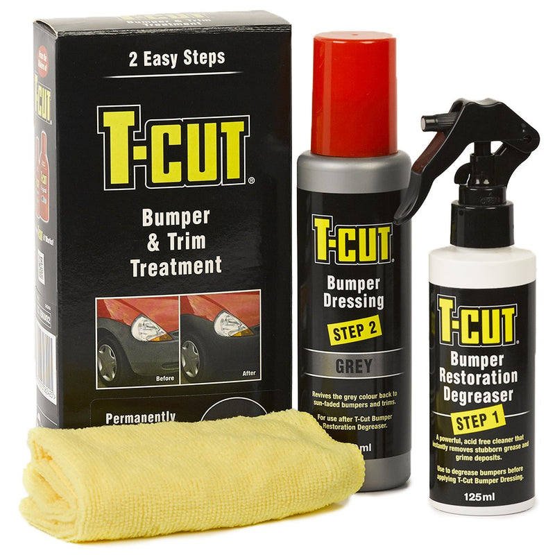 T Cut Grey Car Bumper & Trim Treatment Kit Plastic Rubber Vinyl Colour Restorer