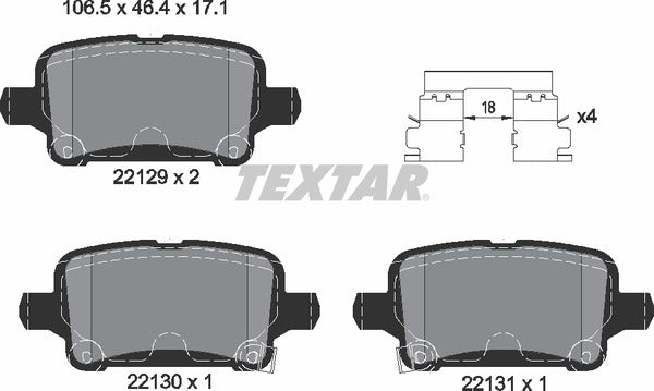 Textar Brake Pad Set - 2212901