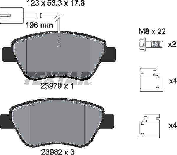 Alfa Romeo Citroën Fiat Peugeot, Brake Pad Set - Textar 2397903