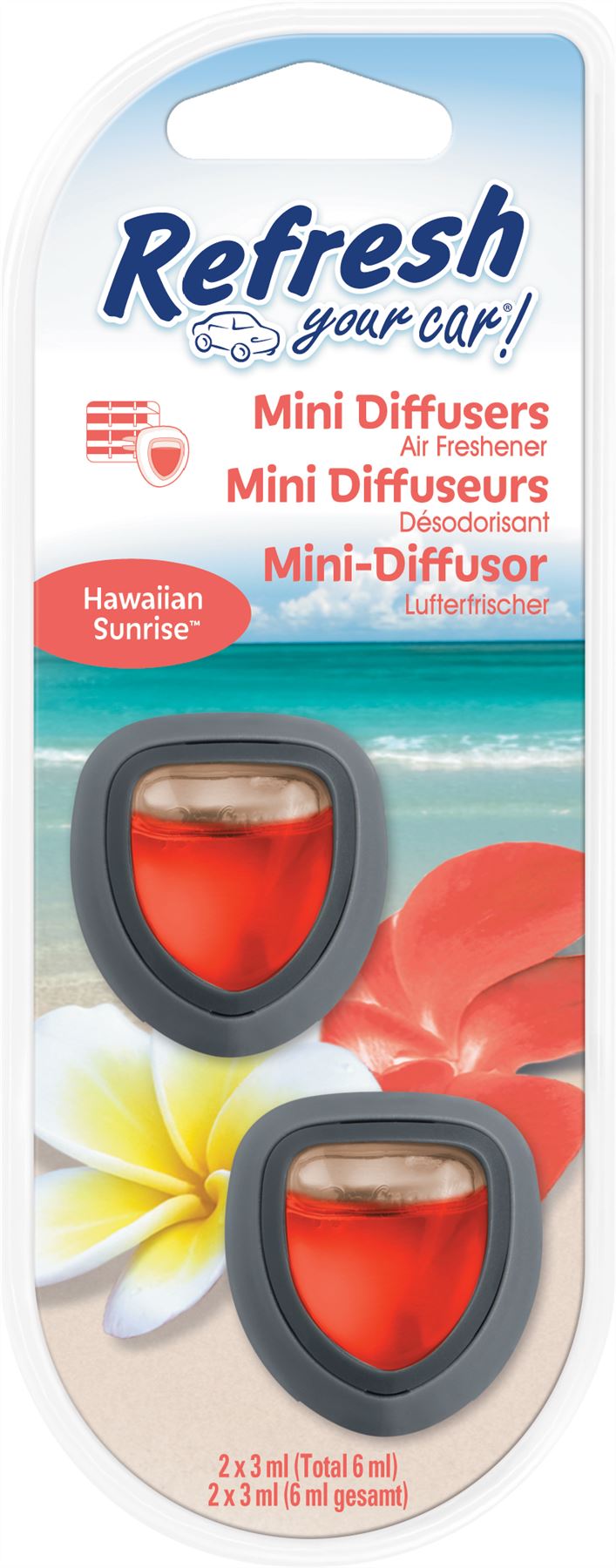 Refresh Your Car 301408300 Air freshener Haiwaian Sunrise Scent Mini Diffuser Twin Pack