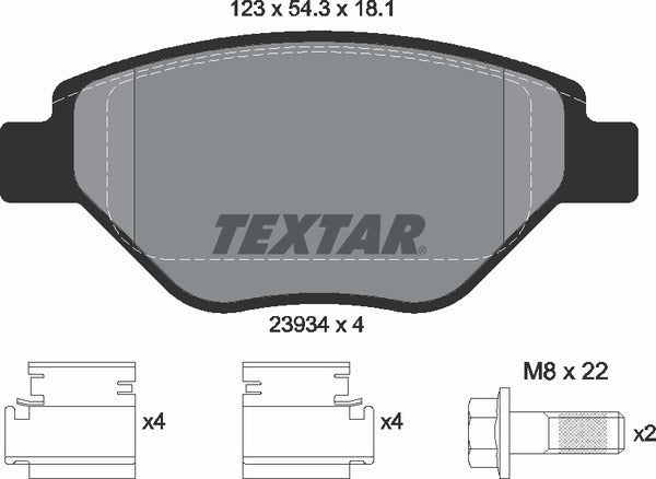 Renault, Brake Pad Set - Textar 2393401