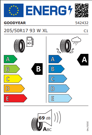 Goodyear 205 50 17 93W EfficientGrip Performance 2 tyre