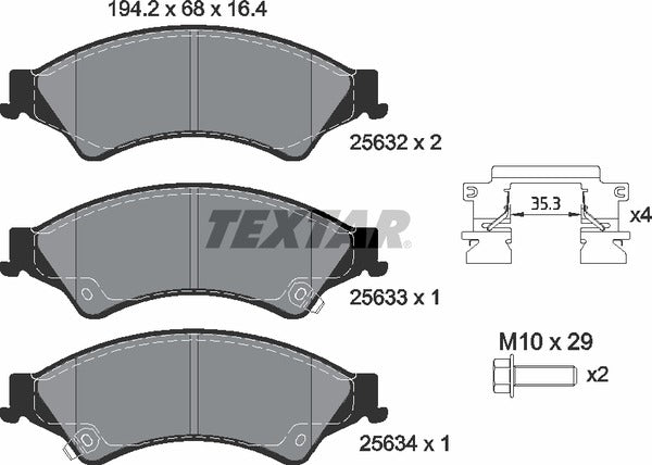 Ford, Brake Pad Set - Textar 2563201