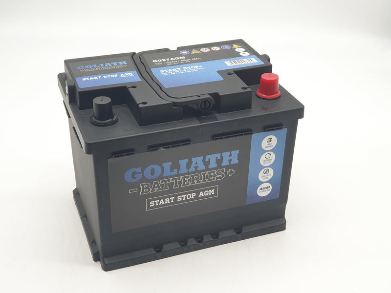 Goliath G027AGM 60Ah 680A Start Stop Battery - 3 Year Warranty (5431381295257)