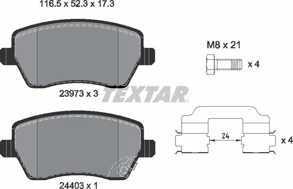 Opel Suzuki Vauxhall, Brake Pad Set - Textar 2397302