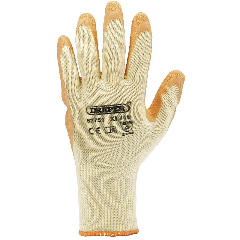 Heavy Duty Latex Coated Work Gloves, Extra Large, Orange (Pack of 10)