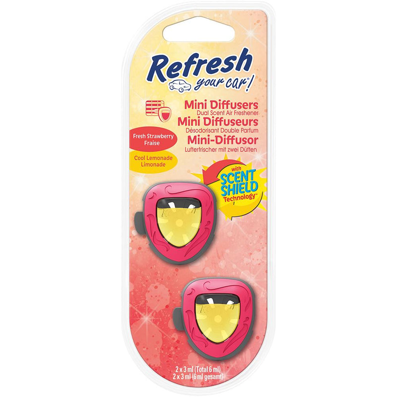 Refresh Your Car 301410000 Air freshener Strawberry/Cool Lemonade Mini Diffuser 2 Pack